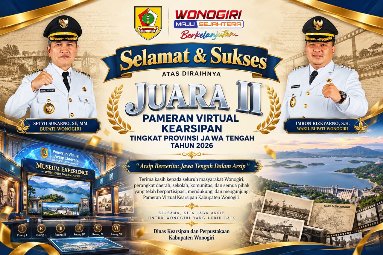 Dinas Kearsipan dan Perpustakaan Kabupaten Wonogiri Raih Juara 2 Stand Terbaik pada Pameran Virtual Kearsipan Tahun 2026